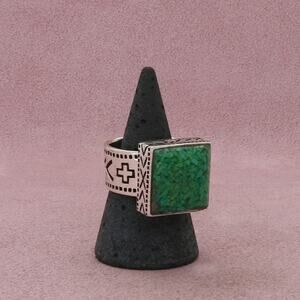 silpada sterling silver southwestern turquoise cross r1324 ring size 8.5